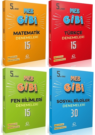 Oksijen 5. Sınıf Matematik + Türkçe + Fen + Sosyal Lgs Gibi Branş Denemeleri Seti 4 Kitap