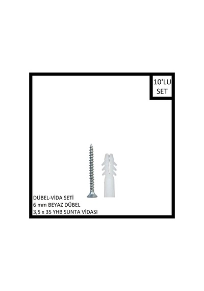 Dübel-vida Seti, Beyaz Dübel 6 Mm, 3,5x35 Yhb Sunta Vidası, 10 Adet
