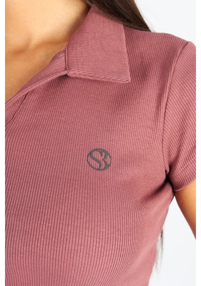 Soft&Basic Polo Yaka Ve Patlı Kaşkorse T-shirt Bakır