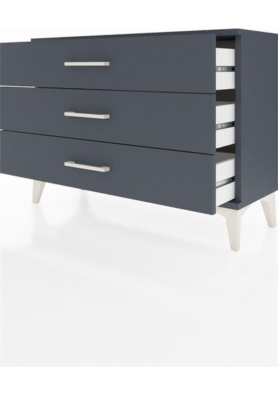 Arges Şifonyer 3 Çekmeceli 88x30x64 Antrasit-antrasit Antrasit