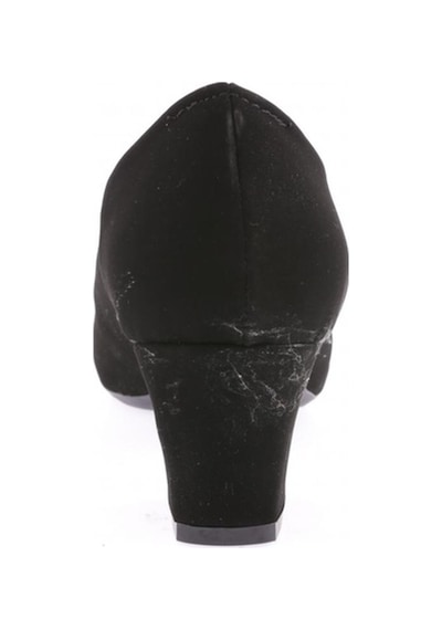 Dgn 232 Kadın Küt Burun Kristal Kare Tokalı Topuklu Ayakkkabı 232-1217-R1700 Siyah Velvet