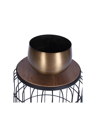 Yapay Çiçek Sitesi Metal Dekoratif Saksı 17 Cm Bronz Bronz