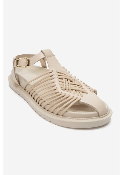 Luvi Shoes Thames Bej Hakiki Deri Kadın Sandalet