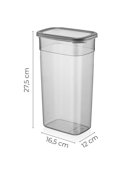 Vienev Peggy Renkli Etiketli Set Dikdörtgen Saklama Kabı Antrasit 3.2 L 8'li