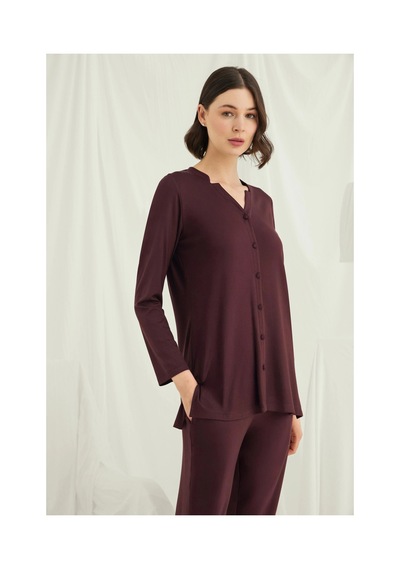 Hrşytrend Herşeytrend Uzun Kollu Boydan Düğmeli V Yaka Pijama Takımı Çok Renkli