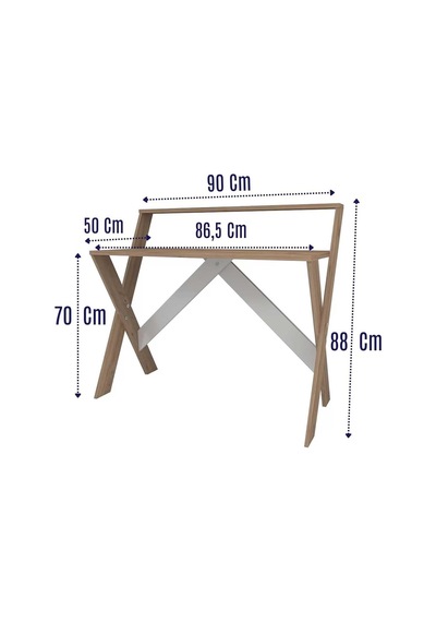 Reyo Home Enda X Ayaklı Raflı Ders Çalışma Masası 50x90 Cm Çam - Antrasit Diğer
