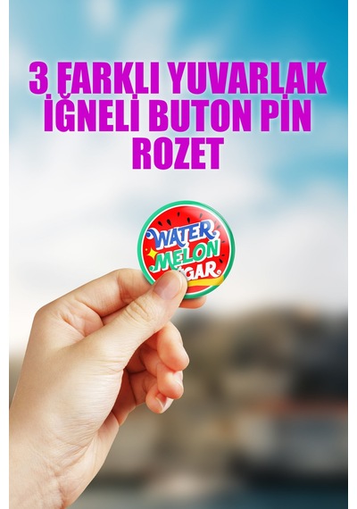 Twinkling Watermelon Çanta Süsü İğneli Buton Rozet Seti 3 Adet Üçlü