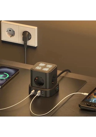 4lü Akım Korumalı Priz Gece Lambalı 2xusb 2xtype-c Çıkış Yüksek Gerilim Koruma Çoklu Priz Çoğaltıcı
