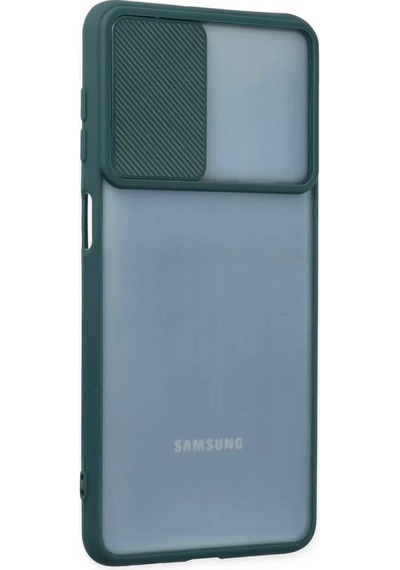 Newface  Samsung  Uyumlu Galaxy M52 5g Kılıf Palm Buzlu Kamera Sürgülü Silikon - Yeşil