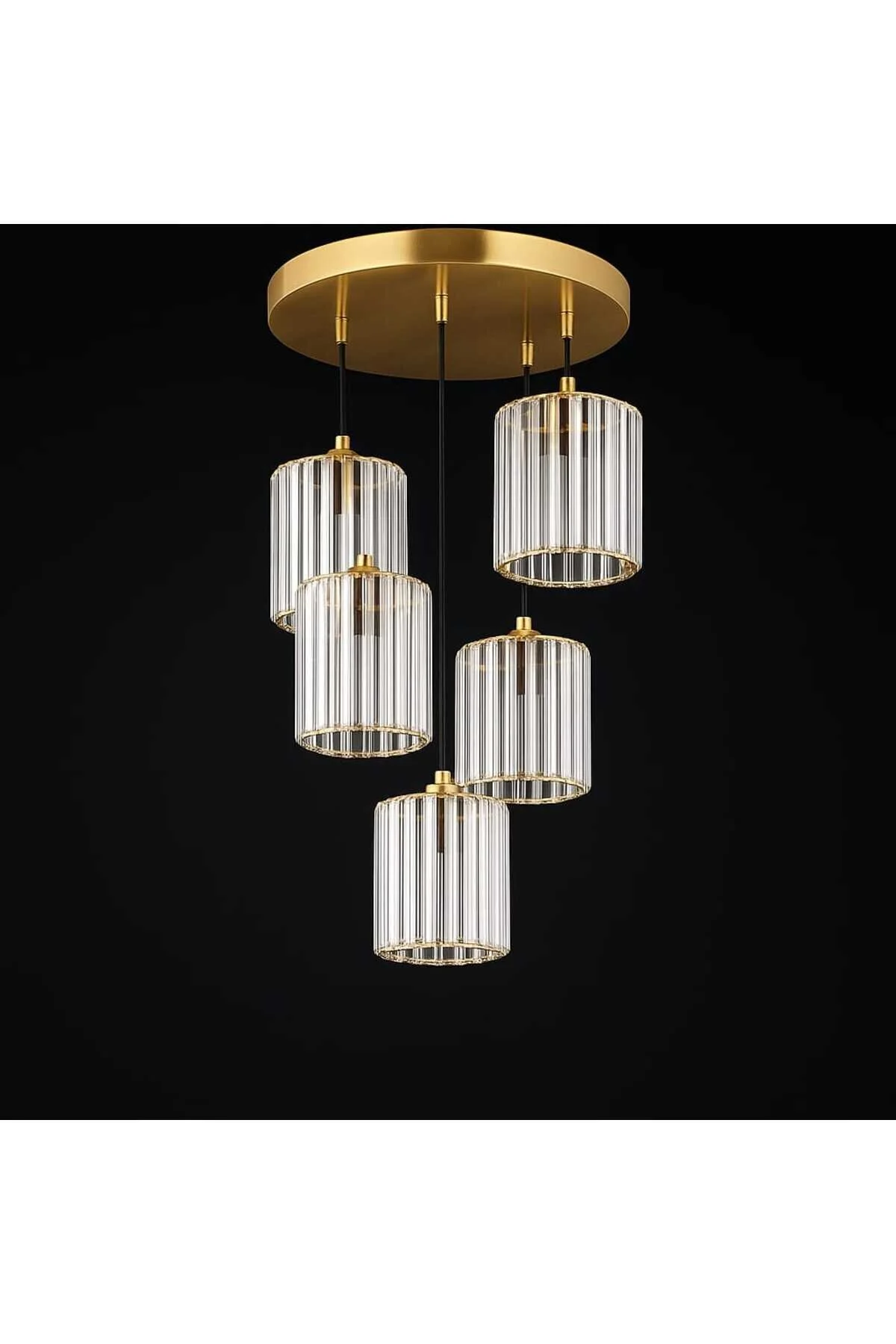 Bohem Aydınlatma Modern Kristal Cam Taşlı 5'li Sarkıt Avize Satıcının Ortalama Ürün Puanı 5.0 Altın - Gold