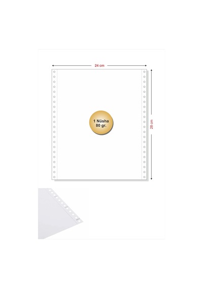 11x24 Kantar Fişi 80 Gr. 1500 Adet , Beyaz Otokopili Sürekli Form 11''x24 Cm
