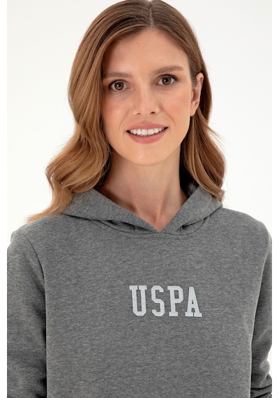 U.S. Polo Assn. Kadın Antrasit Melanj Basic Kapüşonlu Sweatshirt 50289536-VR081