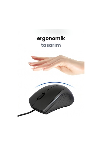 Concord Usb Kablolu 3d Optik Mouse 3 Tuş, Yüksek Dpı Hassasiyetli Bilgisayar Mouse C29mousegri