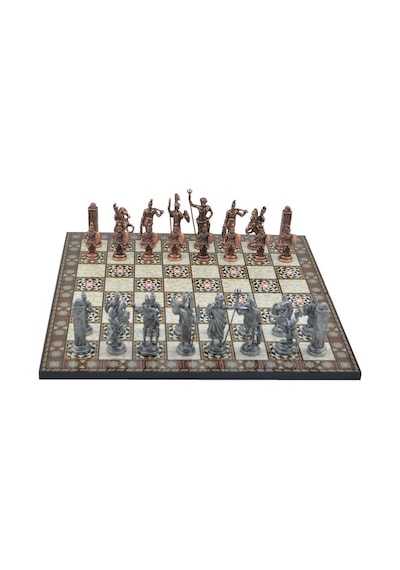 Gifthome Metal Satranç Takımı/seti Battal,yunan,antik, Kat.sedef Desenli Satranç Tahtası