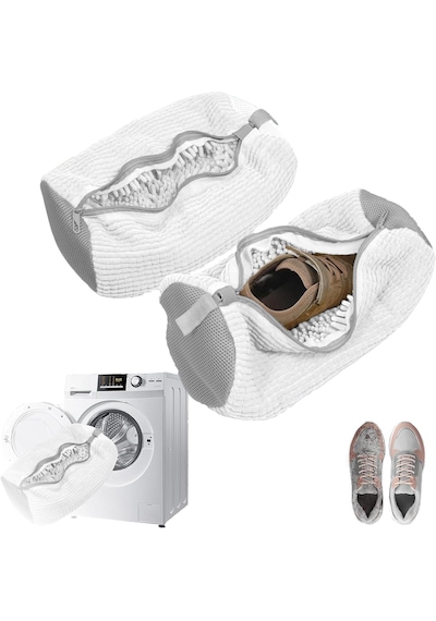 Ayakkabı Yıkama Çantası Özel Makarna Kumaş Fermuarlı Büyük Boy Mikrofiber Beyaz Renk Xl 40 X 20 Cm