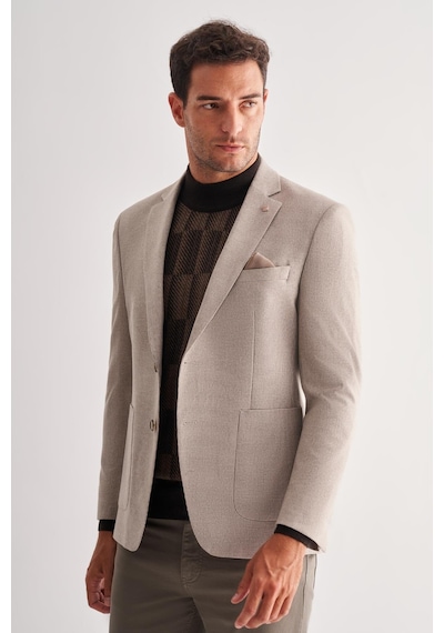 İmza Bej Mono Yaka Desenli Örme Astarlı Çift Yırtmaç Esnek 4 Drop Comfort Fit Classic Ceket 1002255112 Bej İmza Bej Mono Yaka Desenli Örme Astarlı Çift Yırtmaç Esnek 4 Drop Comfort Fit Classic Ceket 1002255112 Bej