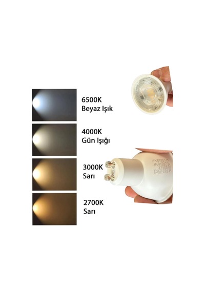 Ayrex 8w 50w 3000k Sarı Işık Gu10 Duylu Led Spot Ampul, 3 Adet Diğer