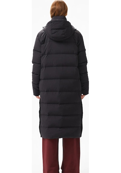 Lacoste Down Fill Womens Parka Uzun Boy Kaz Tüyü Dolgulu Kapüşonlu Kadın Parka Siyah