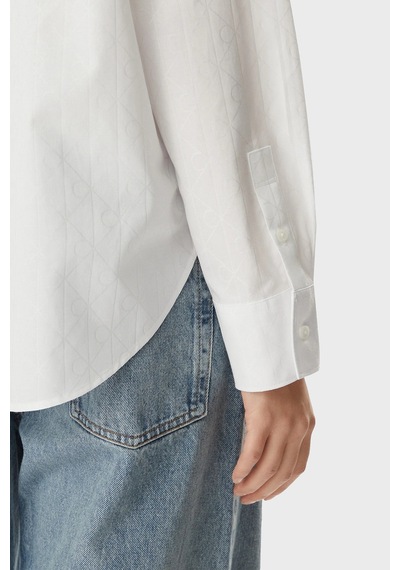 Calvin Klein % 100 Pamuk Relaxed Fit Logolu Klasik Yaka Gömlek Lv047g126gyaa Bayan Gömlek Lv047g126g Yaa Beyaz