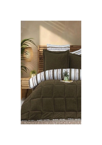 Çift Kişilik Uyku Seti Sherpa Comforter Haki
