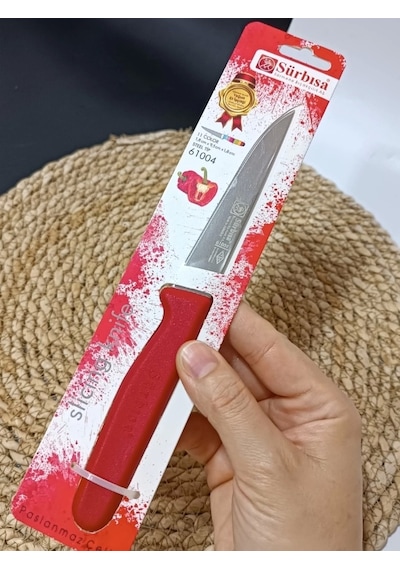 Sürmene 61004 Mutfak Bıçağı 9,50 Cm Kırmızı Çok Renkli