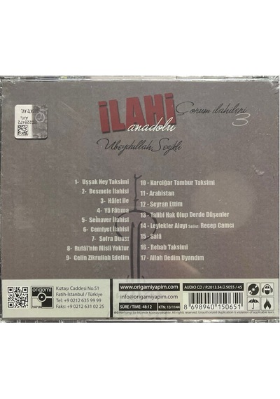 Plak Değildir Cd Dir Cd İlahi Anadolu Çorum İlahileri 3 Açılmam
