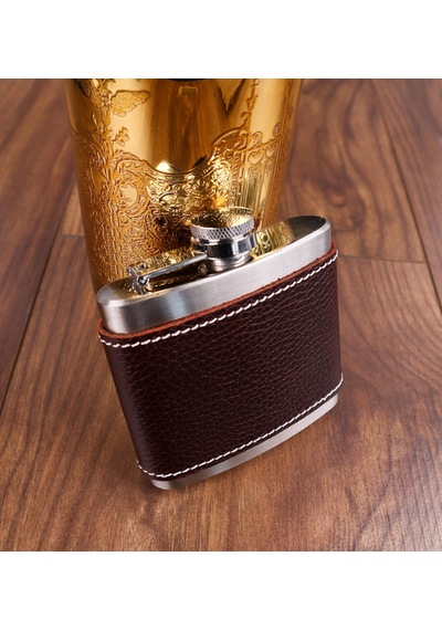 Perlotus Siyah Derili 5 Oz-150 Cc Hunili Çelik Viski İçki Konyak Matarası