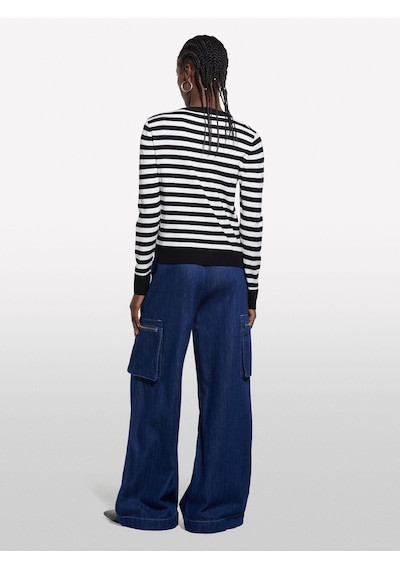 Sisley Viskoz Karışımlı Çizgili Bisiklet Yaka Slim Fit Hırka Kadın Siyah Hırka - 325p17q3l500m Sisley Viskoz Karışımlı Çizgili Bisiklet Yaka Slim Fit Hırka Kadın Siyah Hırka - 325p17q3l500m