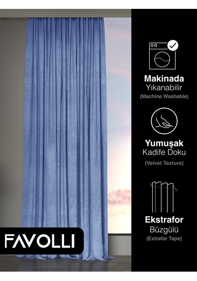 Kadife Dokulu Lavanta Rengi Ada Fon Perde Ekstrafor Büzgülü Dream Series Lavanta