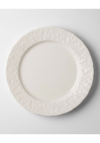 6 Kişilik Kabartma Desen Pera Pasta Tabağı 21cm Krem Rengi