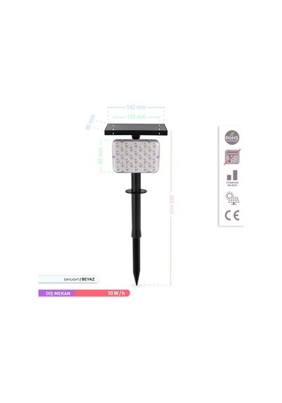 Ack Solar Pc Led Kazıklı Çim Armatürü Güneş Enerjili Bahçe Duvar