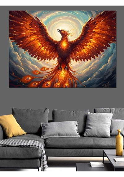 Ahşap Tablo Yükselen Anka Kuşu Fantastik Sanat