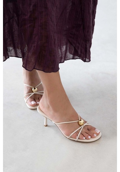 Wolk Shoes Aurora Kadın Topuklu Deri Sandalet Bej