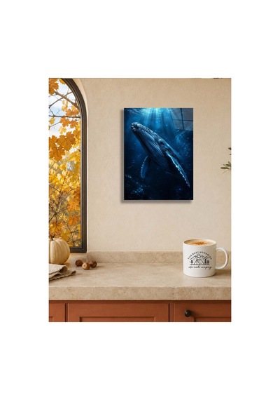 Balina A3 Metal Poster Mavi Okyanus Ve Sualtı Manzaralı Dekoratif Duvar Tablosu Çok Renkli - 937522863 Çok Renkli - 937522863 Çok Renkli