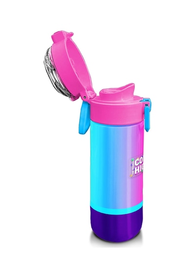 Coral High Kids Renkli Çizgili Pipetli Ve Direkt İçim Çelik Termos 500 Ml 31836 Mavi - Mercan