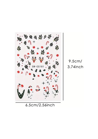 2'li Geyik Kar Tanesi Noel Baba 3d Tasarım Yapışkan Tırnak Sticker Dövmesi Nail Art Tottoo