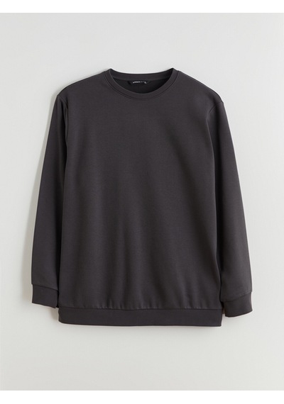Lcwaıkıkı Classic Antrasit Büyük Beden Bisiklet Yaka Erkek Sweatshirt