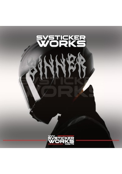 Sinner Kask Sticker Tüm Kasklar Uyumlu Tek Yön 1 Adet Gri