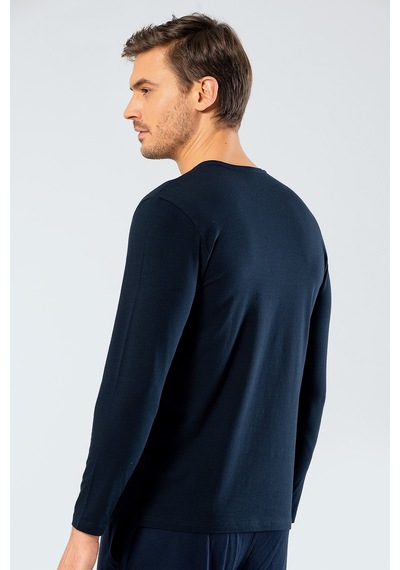 Cacharel 1333 Erkek O Yaka Uzun Kollu T-shirt - Lacivert Lacivert