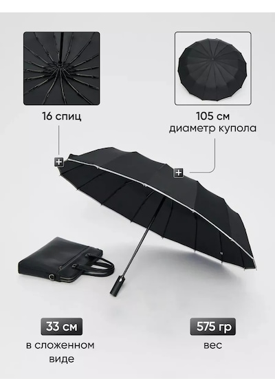 Arman Umbrella Otomatik Şemsiye 16 Telli Rüzgarlık Korumalı 173757325 Siyah
