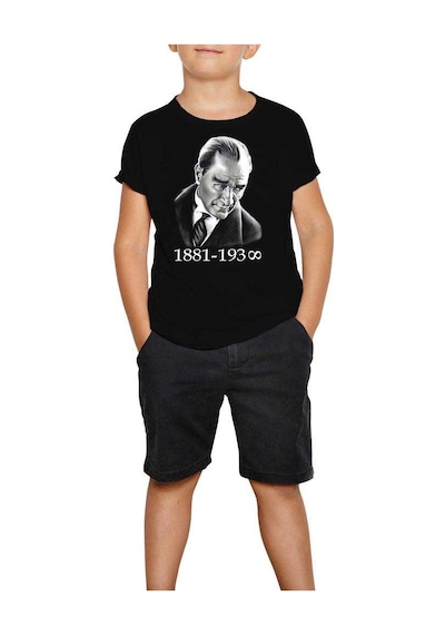 Zepplin Giyim Atatürk Siyah Çocuk Tişört