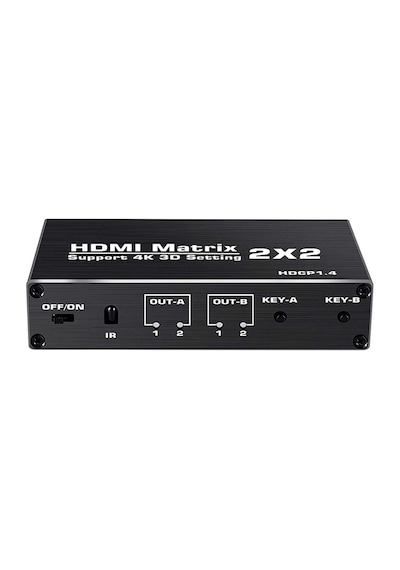 Gplus 4KMX222 2x2 Matrix Switch Splitter HDMI 2.0 4K 2160P HDR