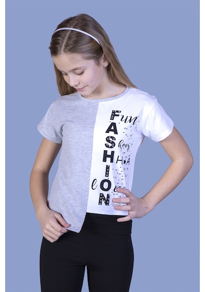 Toontoy Kids Toontoy Kız Çocuk Fasihon Garni Tişört Gri Melanj
