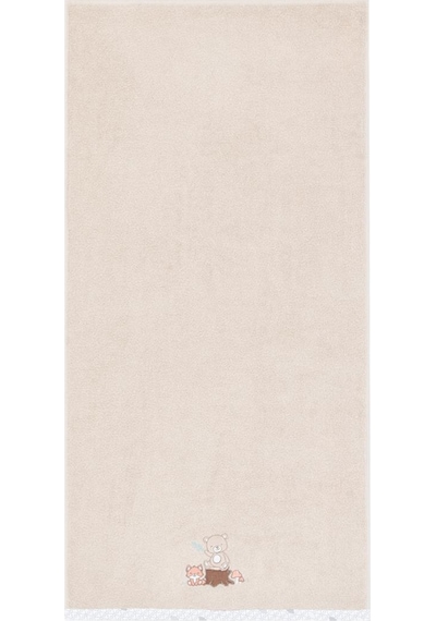 Gezenbebe Hero Nakışlı Bebek Çocuk Banyo Havlusu 70x140 Bej