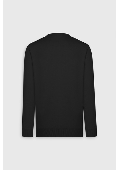 AC&Co / Altınyıldız Classics Pamuklu Standart Fit Normal Kesim Bisiklet Yaka Triko Siyah Kazak 001
