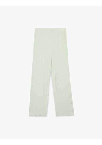 Koton Kaşkorse Modal Kumaş Normal Bel Düz Bol Paça Pijama Altı Yeşil 6slk40031mk