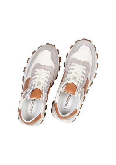 Erkek Bej Bağcıklı Kalın Tabanlı Süet Deri Sneaker