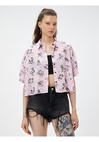 Koton Crop Gömlek Kısa Kollu Viskon Düğmeli Burç Baskılı Pembe Desenli 3sal60212ıw 3SAL60212IW2D5 Pembe Koton Crop Gömlek Kısa Kollu Viskon Düğmeli Burç Baskılı Pembe Desenli 3sal60212ıw 3SAL60212IW2D5 Pembe