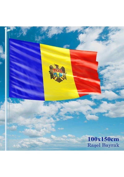 Moldova Bayrağı - 100x150 Cm 1 Metre X 1,5 Metre - Raşel Kumaş 1