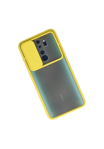 Xiaomi Redmi Note 8 Pro Kılıf Palm Buzlu Kamera Sürgülü Silikon - Sarı -